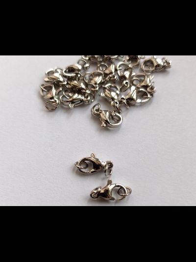 Карабин 10 мм + 2 кольца покрытие родий 1 шт цвет серебро