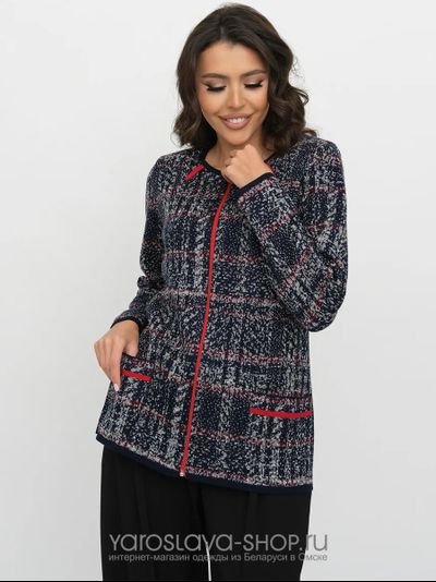 Модель: М-3207. Жакет полуприлегающего силуэта в красно-синем цвете