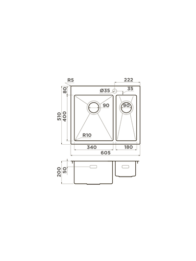 Мойка OMOIKIRI AKISAME 60-2 IN-L