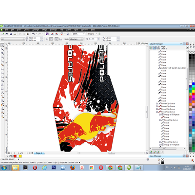 Наклейки на снегоход Polaris PRO RMK 2011-2014  RedBull красный фон (модификация 1)