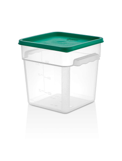 Контейнер для продуктов квадратный 7,6 л. 22*22*23 см. с мерной шкалой, прозрачный, п/п, без крышки