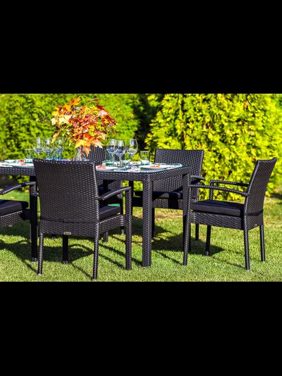 Обеденный комплект  MILANO черный на 6 персон