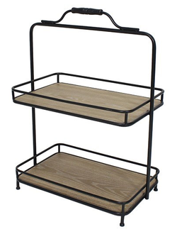 Двухъярусная полка настольная с черной ручкой.