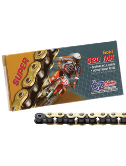 Цепь для мототехники CZ Chains 520MX-116 Gold (Без сальников) (Золотая)