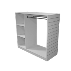 Белый стенд OKTO W с экономпанелью и полками