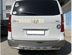 Защита заднего бампера двойная с перемычками d60/42 для Hyundai H-1 Grand Starex (2007-2018)