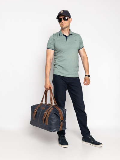 Кожаная дорожная сумка Campora Premium dark blue (арт. 
4019-54)