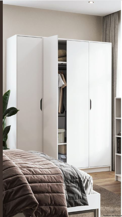 Руна ШК-04 Шкаф 4-х створчатый Белый/Белый