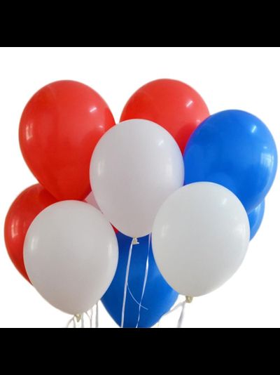 Набор гелиевых шаров 10 синие белые красные