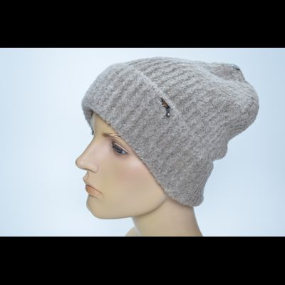 Шапка Vizio Италия 1416 бежевая кашемир с отворотом