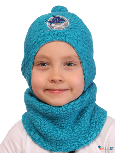 Снуд детский двойной, цвет бирюзовый