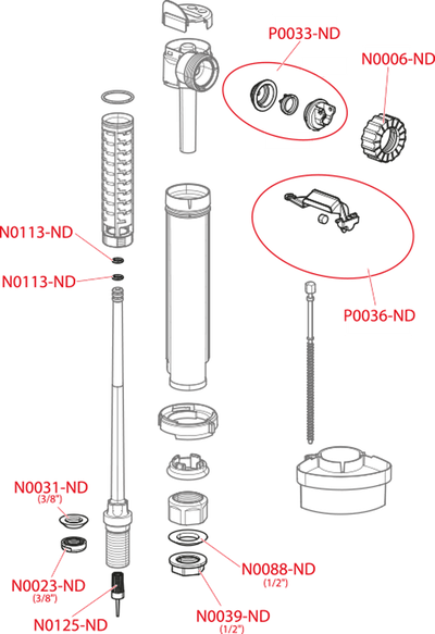 Впускной механизм AlcaPlast с нижней подводкой и металлической резьбой. (Арт. A18 1/2″)