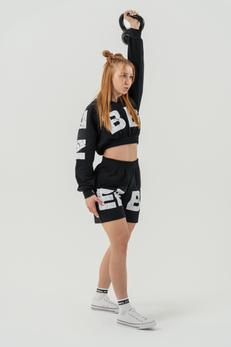 Укороченная толстовка TRAINING CROPPED HOODIE MUSCLE MOMMY 619 Черная