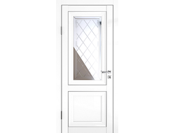 Межкомнатная белая дверь  ПГ-2 с фацетным зеркалом