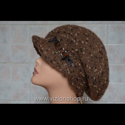 Кепка для женщин 50 вязаная зимняя Италия Vizio 5520 коричневая