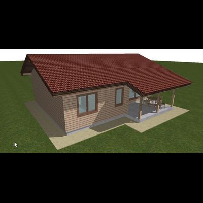 Одноэтажный каркасный дом с двумя спальнями 62м² (SK8)