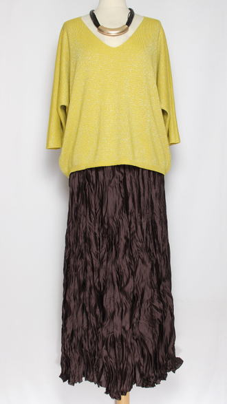 Юбка плотная шелковая "Жатая" хаки, кофе р.46-54