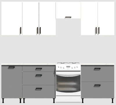 Кухня Эконом 2,1 метра (1300х800) Цвет: Белый/Базальт