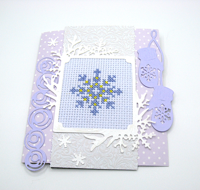 Новогодняя, рождественская открытка с вышивкой