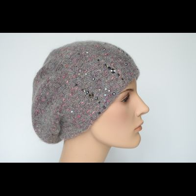 Берет серый с фуксией Vizio 1010 B Италия с украшениями