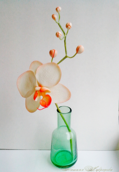 Орхидея из полимерной глины "Нежный оранж".