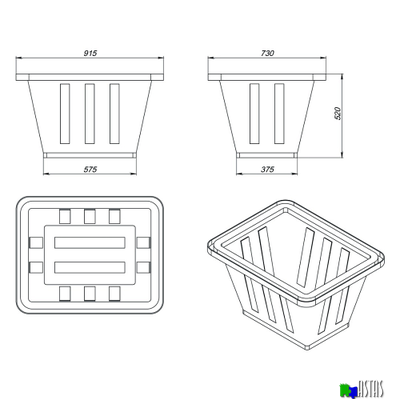 Ванна Экопром K 200 л с крышкой синяя
