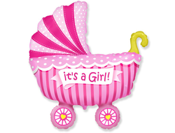 Шар фольгированный Коляска "Это девочка" (89см X 74см)
