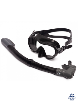 Маска для дайвинга с трубкой Sargan "АГИДЕЛЬ" черно-серый силикон, комплект