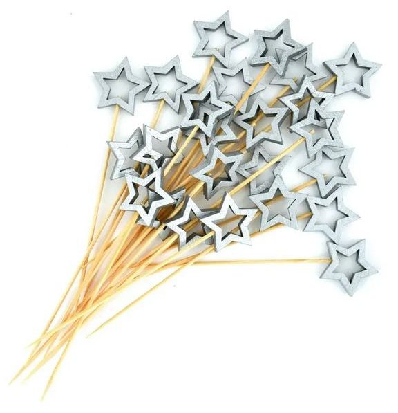 Пика бамбуковая Большая звезда, 12 см, 100 штук /1/40/ НОВИНКА АКЦИЯ