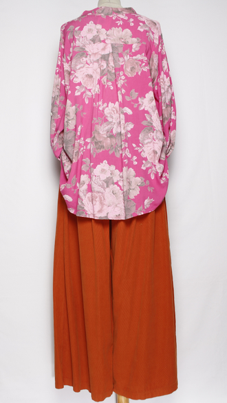 РУБАШКА БОХО "Карман пайетки" розы фуксия, желтая, голубая до р.54