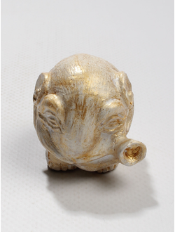 СУВЕНИР "Слоненок-шар бело-золотой"  гладкий