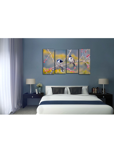 Модульная картина "Свирестелы на веточке"