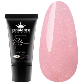 ПОЛИГЕЛЬ ДЛЯ НОГТЕЙ DESIGNER (diamond linen N34) 30мл.-------- POLIGEL PENTRU UNGHII 30ml