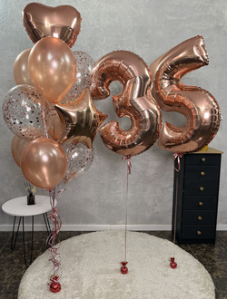 Шары на 35 лет для девушки в цвете розовое золото