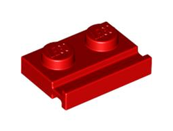 Plate, Modified 1 x 2 with Door Rail, Red (32028 / 4239063 / 4612575)