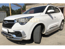 Защита переднего бампера двойная с перемычками d60/42 для Chery Tiggo 4 (2018-2024)