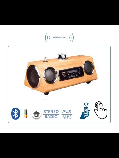 Bluetooth колонка СТЕРЕО, радио FM, с аккумулятором, + пульт управления для использования в помещении
