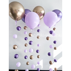 Шары цепочки с пузырями (6 шт), "Сиреневый с золотом"