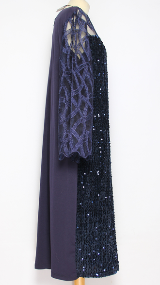 ПЛАТЬЕ  НАРЯДНОЕ "Пайетки" синее р.52