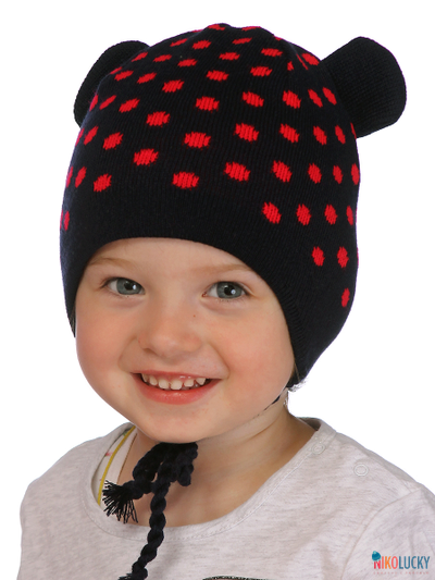 Шапка  20202-11, цвет темно-синий,ярко-розовый р. 52-54