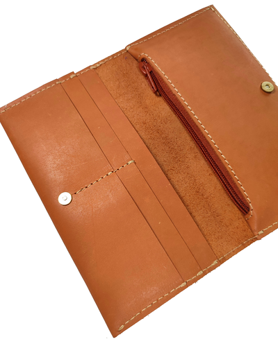 Большое портмоне с магнитной кнопкой коричневое