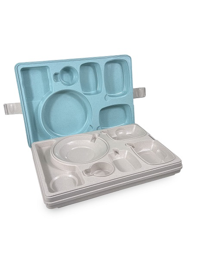 Термоподнос с крышкой 542*390*120 мм. на 6 предметов с зажимом (-40°C до +110°C) п/п