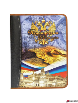 Папка-портфолио школьника, 8 вкладышей, универсальная, ламинированный картон, «Герб». 126678