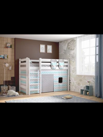 Полувысокая кровать "Соня" с прямой лестницей Вариант 5 фото