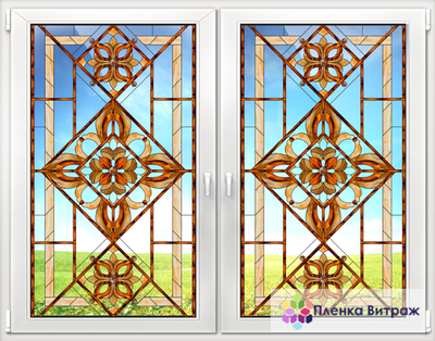 Витражная пленка, витражная пленка самоклеющаяся, пленочный витраж с классическим рисунком