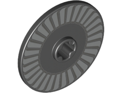 Technic, Disk 3 x 3 with Silver and Light Bluish Gray Fan Pattern, Black (2958pb081 / 6306819)