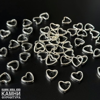 Сердечки-рамки 10,6х11,8 мм, цвет серебро, цена за штуку