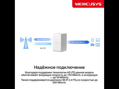 Роутер Mercusys MB110-4G  300Мбит  2.4ГГц  Белый
