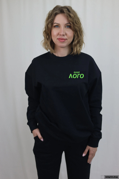 Свитшот черный - 2х-нитка без начеса (собственный пошив)