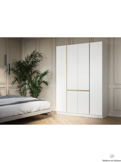 Мадера Шкаф М1500.4 Белый/Вставка Дуб крафт золотой